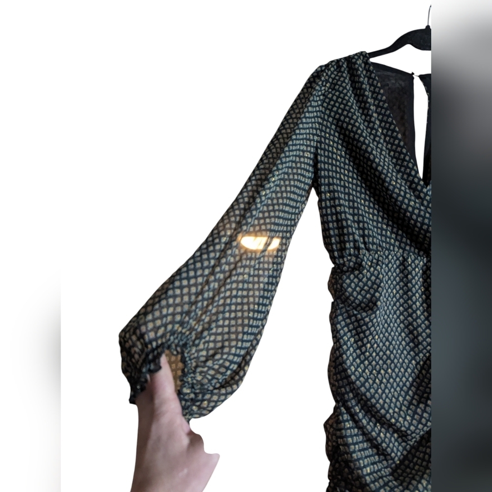 ✨ ZARA Ruched Metallic Mini Dress Date Night • Holiday Party • Wedding Guest NWT - Picture 4 of 10